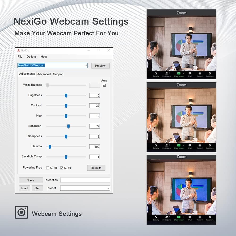NexiGo Zoom Certified, N950P (Gen 2) 4K Zoomable Webcam, RF Remote, Sony_Starvis Sensor, 5X Digital Zoom, Pro Web Camera with Dual Stereo Mics