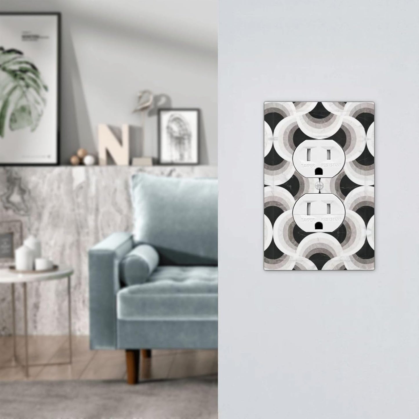 Abstract Art Marble Duplex Outlet Decorative Light Switch Covers Electrical Faceplate Switch Plates for Bathroom Kitchen Home