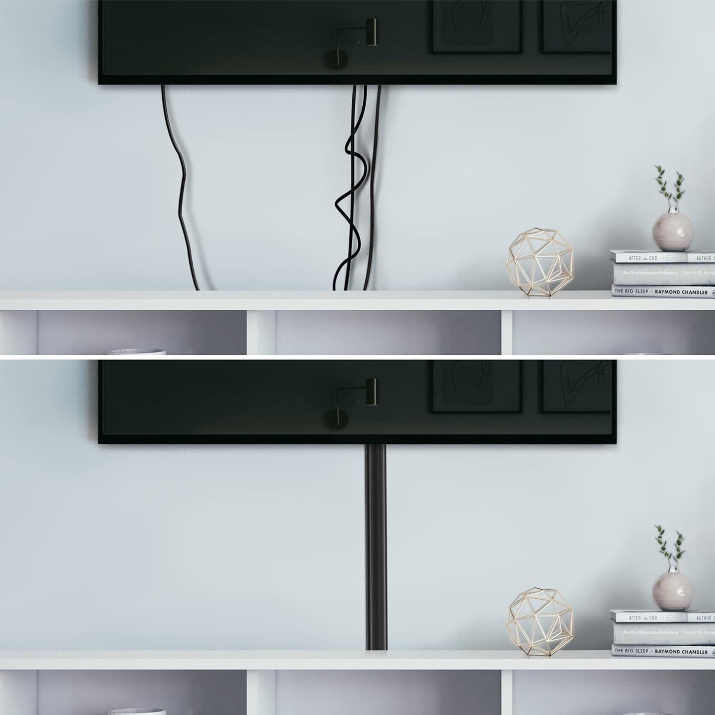 ZhiYo TV Cord Cover for Wall, 32 inch Cable Concealer, Cord Hider for Wall Mounted TV, Paintable Wire Cover to Hide Wires, Black Cable Raceway Kit, 2X L15.8in W1.5in H0.75in
