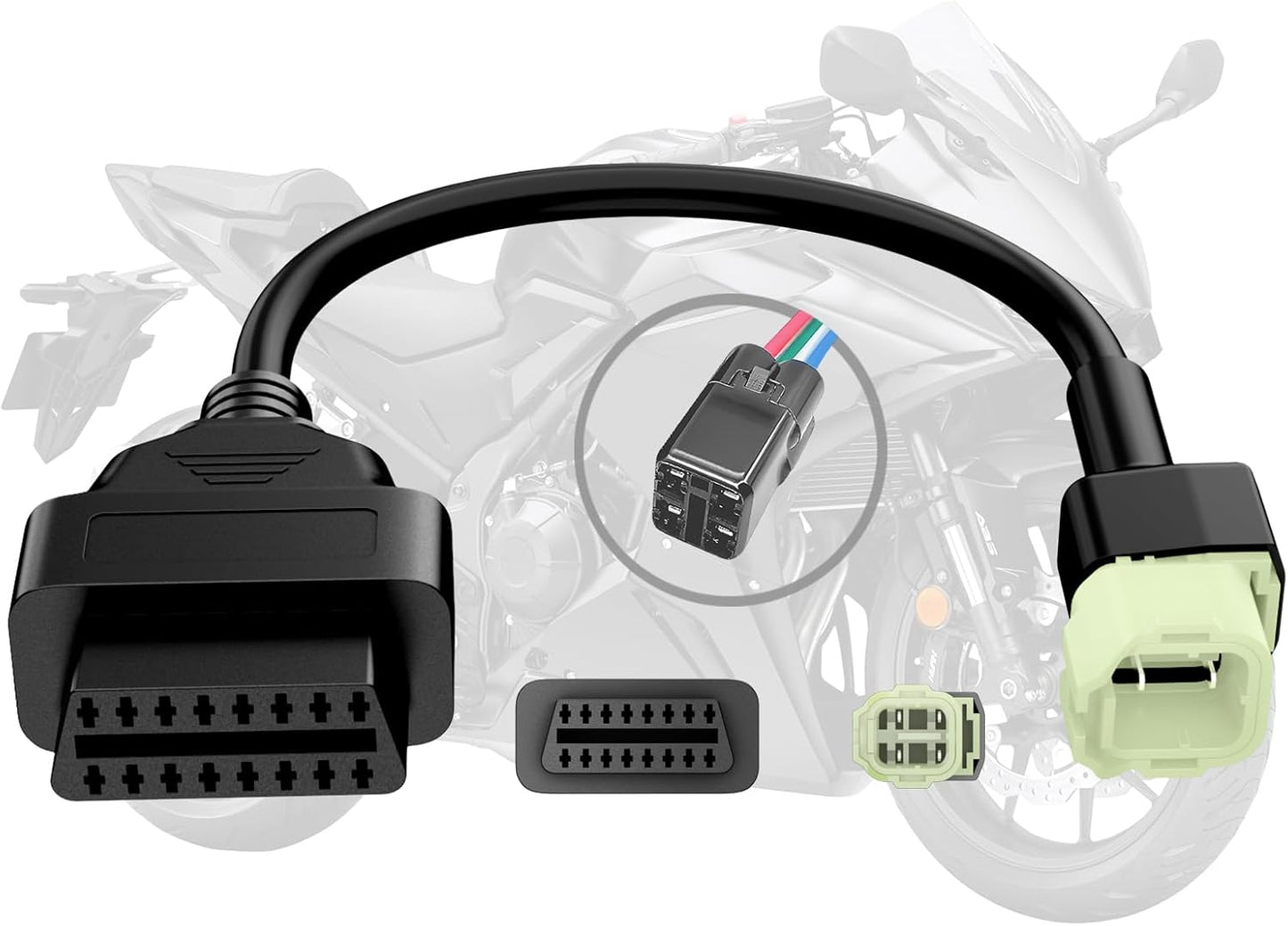OBD2 Adapter Cable Fits for Honda Motorcycles, 4Pin to 16Pin OBD2 Diagnostic Adapter Cable Works with All OBDII Scanner