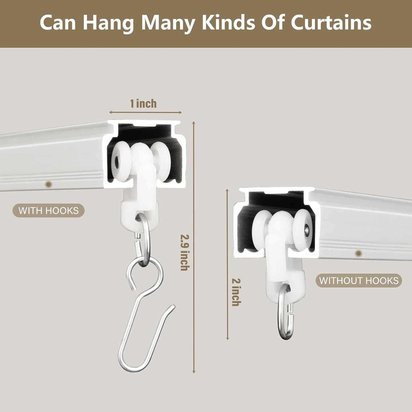 Ceiling Curtain Tracks,Curtain Track Wall Mount,Track Curtains Rod Ceilings Mount Heavy Duty Ceiling Tracks for Curtains Room Divider Rod with Hooks,White 3-6ft