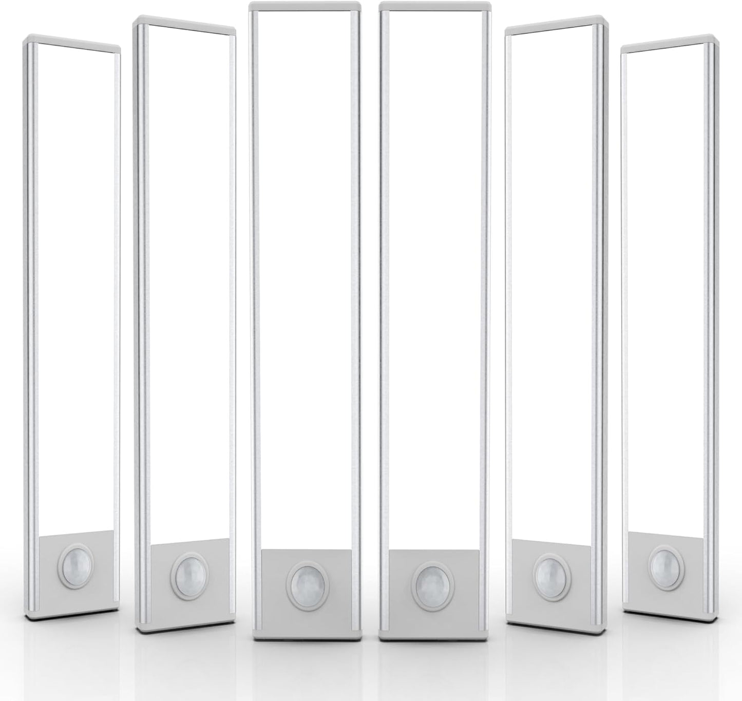 6 Pack Under Cabinet Lighting Wireless, 50 LED Rechargeable Battery Motion Sensor Light Indoor, Stick On Magnetic Closet Lights, Under Counter Lights for Kitchen, Stairs, White 12 in