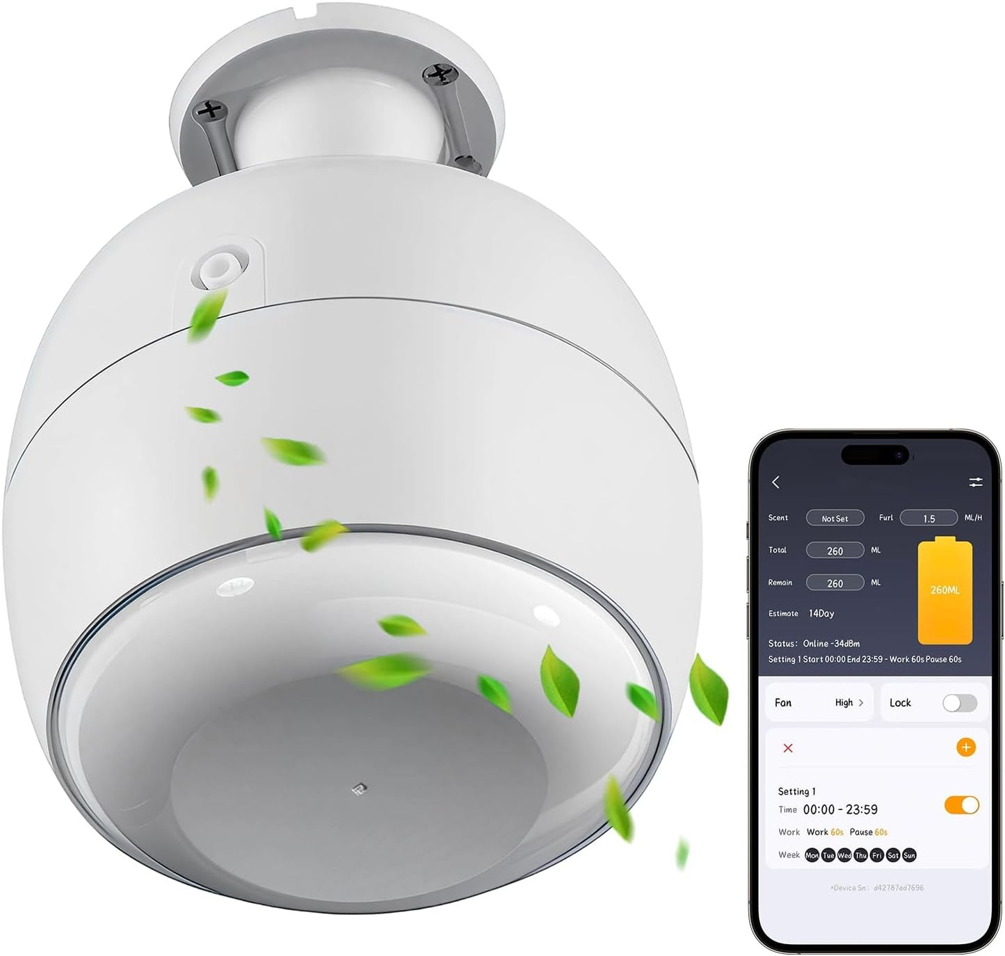 Ceiling-Mounted 3500 Sq.Ft Smart Scent Machine - HVAC System, Whole House Aroma & Hotel Collection Diffuser, Waterless Essential Oil Diffuser for Home, Office,250ML Capacity, Cold Air Tech
