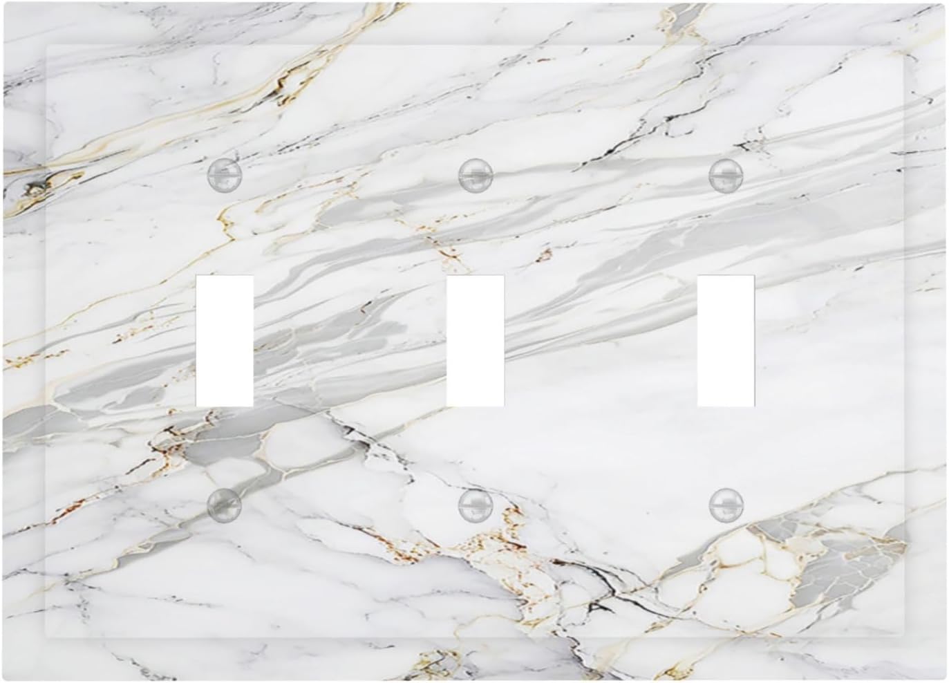 Decorative Light Switch Cover Plate Gray Gold Marble Abstract Modern Luxury 3 Gang Wall Plate Triple Toggle Switch Plate Covers Electrical Outlet Cover for Bedroom Home Decor