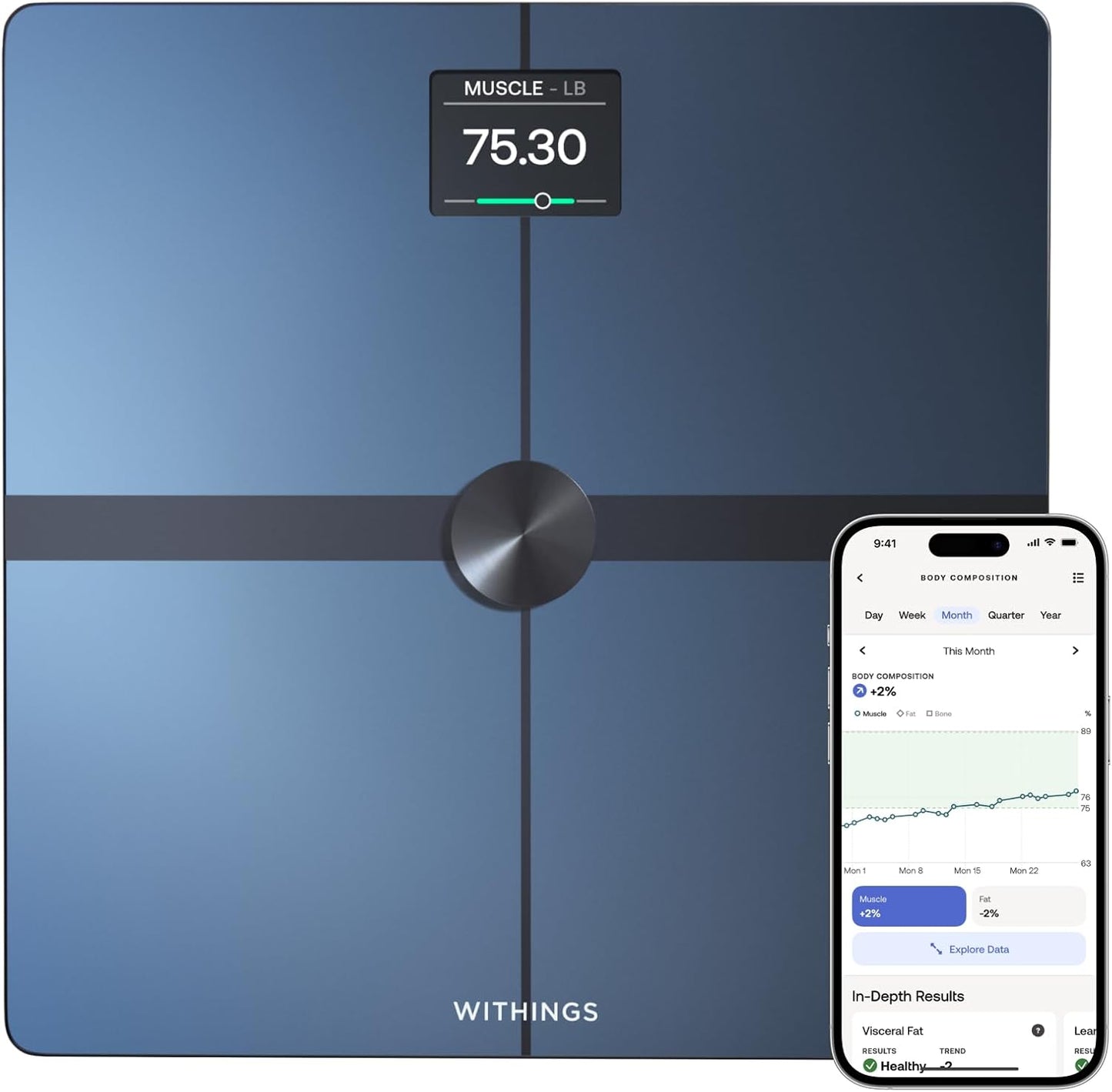 WITHINGS Body Smart - Accurate Scale for Body Weight and Fat Percentage, Body Composition Wi-Fi and Bluetooth Weight Scale, Baby Weight Scale, Smart Scale Apple Health Compatible, Bathroom Scale