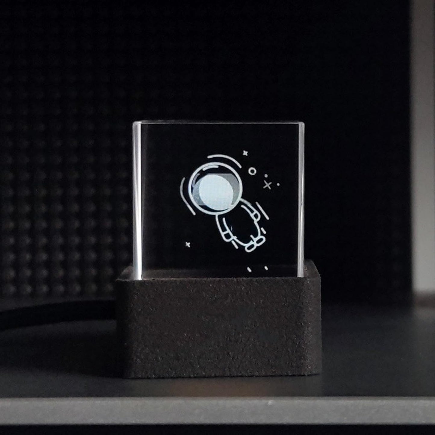 LED Holographic Crystal Cube, 3D Photo Display Smart Weather Digital Clock with GIF Animation Library, for Desk Car Decoration Home Office