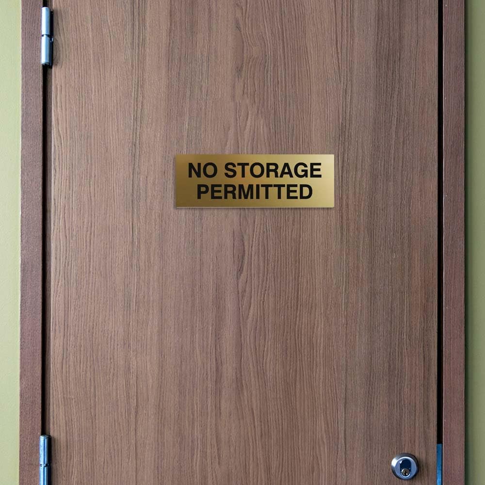 Signs ByLITA Basic No Storage Permitted Sign | Powerful Foam Tape (Navy Blue/White) - Medium