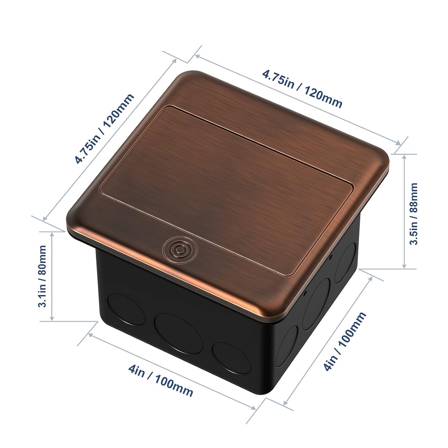KYHSHJ 4.8A USB Chargers Pop Up Floor Waterproof Electrical Outlet Receptacle Stainless Steel Box, (Bronze)