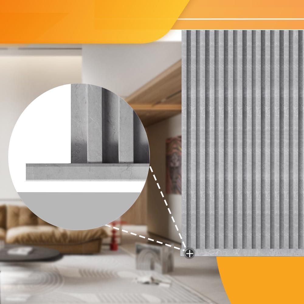 OUZUGIE 8-Pack 57 Inches, WPC Slat Wall Panel Trim,Corner Guard for High Grille (Gray Marble)