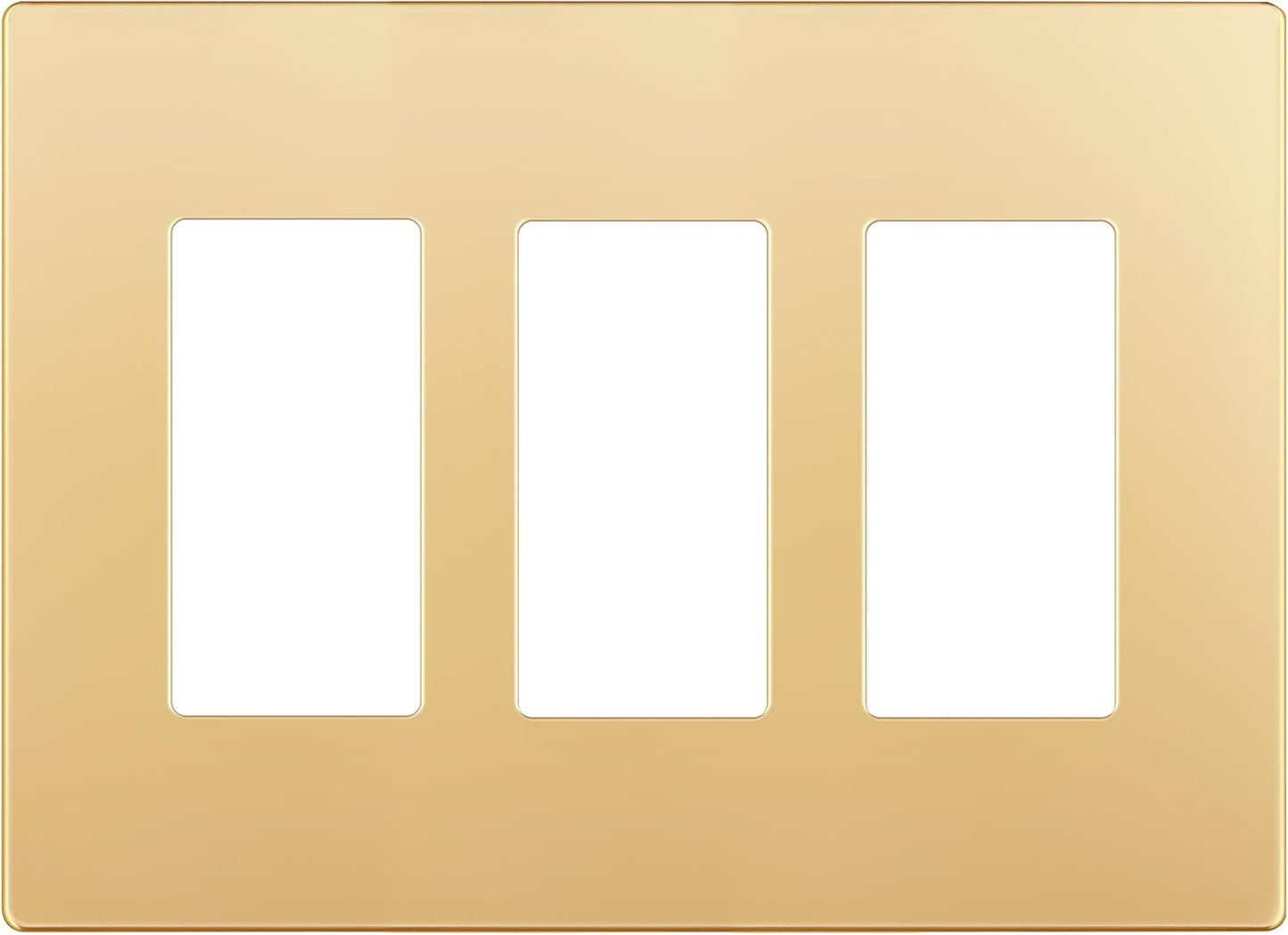 LIDER Matte Finish Decorator Switch Cover, Screwless Wall Plate, Mid-Size 3-Gang 4.88" x 6.77", Unbreakable Polycarbonate Thermoplastic, UL Listed, LSWP-33M-GD, Gold