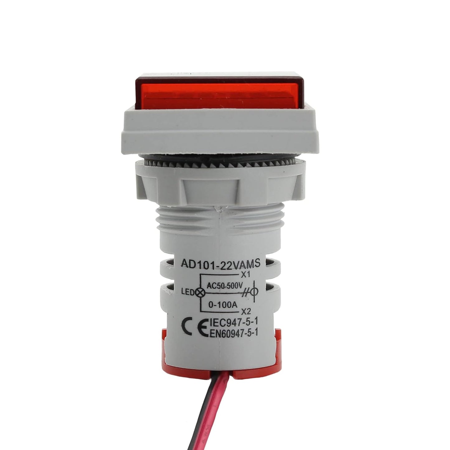 LED Voltage Display Panel Mount Volt Amp Meter, AD101-22VAMS 22mm Square Voltmeter and Ammeter, AC50-500V Voltage and 0-100A Current Meter, Red (3 Pack)