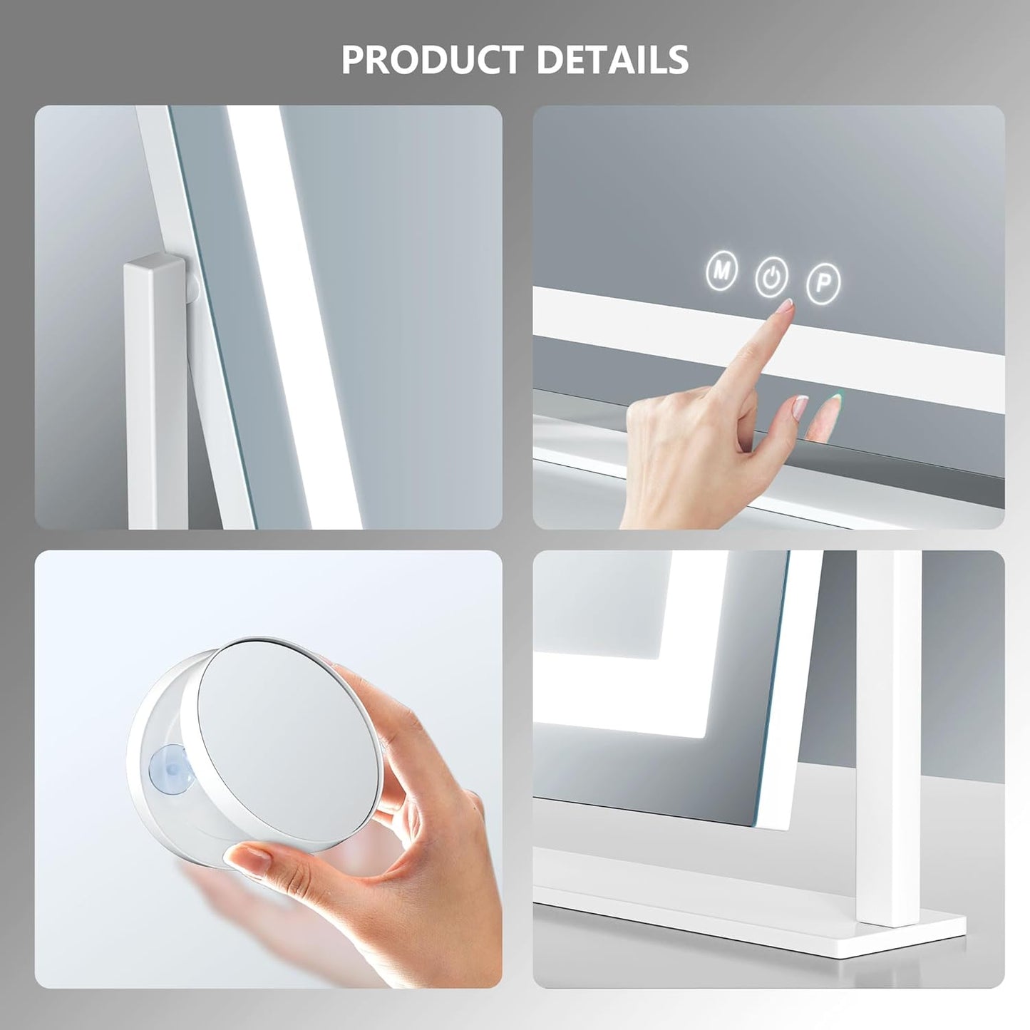 Lighted Makeup Mirror, 17.3"x13" Hollywood Vanity Mirror with Lights, Three Color Lighting Modes, and 5X Magnification Mirror, Smart Touch Control, 360°Rotation (Gold,17.3in Gift Box)