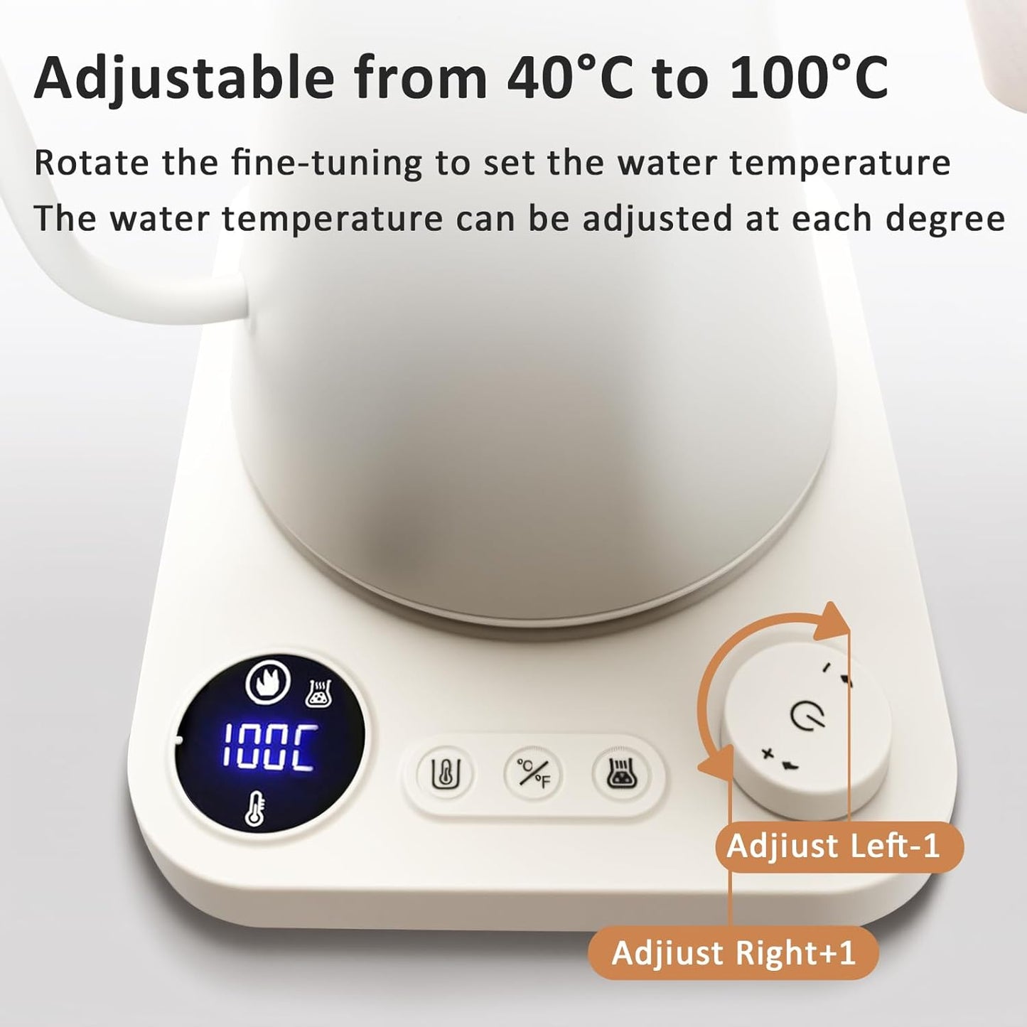 Smart Digital Electric Kettle with Variable Temperature Control, Stainless Steel Inner, 1200W Quick Heating Gooseneck Electric Kettles, Stylish Matte Finish for Coffee & Hot Beverages, 0.9L (Beige)
