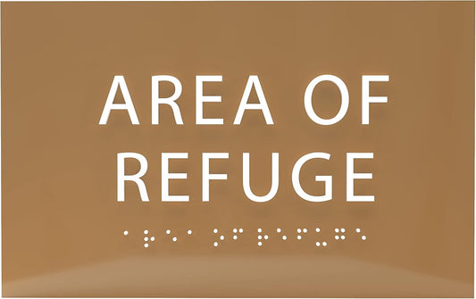 6" X4" Area of Refuge Sign - ADA Compliant Tactile Graphics Grade 2 Braille Text | Wall Mount Plastic Signs for Shopping Malls, Offices, Hotels, Schools, Apartments & Restaurants