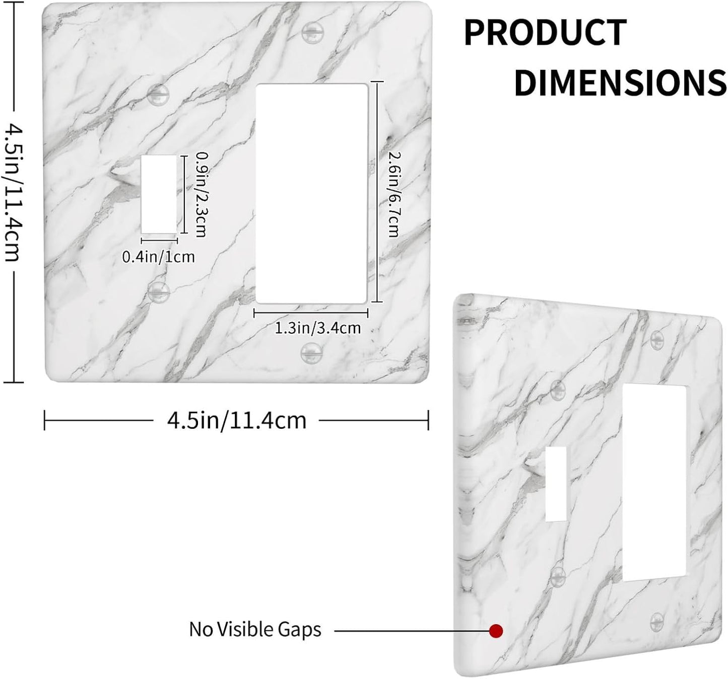 Decorative Outlet Covers Modern Grey Marble Texture 2 Gang Light Switch Cover Plate Single Toggle 1 Rocker Wall Plates for Electrical Outlets Switch Plate Covers for Bedroom Home Decor