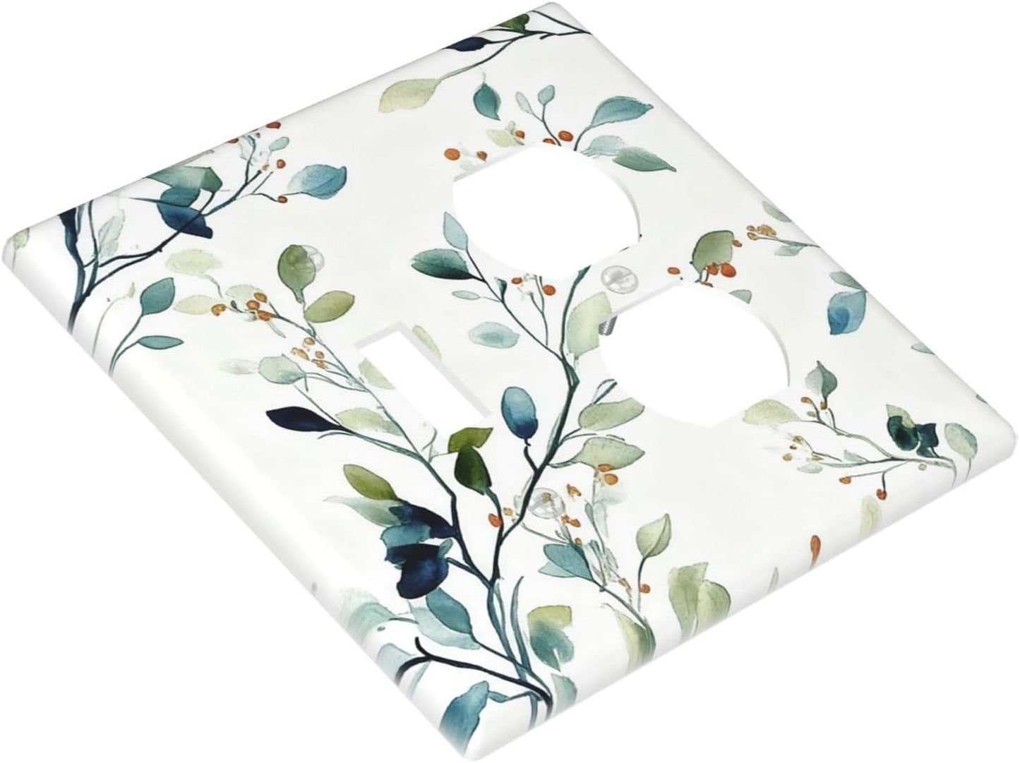 Decorative Outlet Covers Eucalyptus Leaf Geen Sage Leaves 2 Gang Light Switch Cover Plate Single Toggle Duplex Wall Plates for Electrical Outlets Switch Plate Covers for Bedroom Home Decor