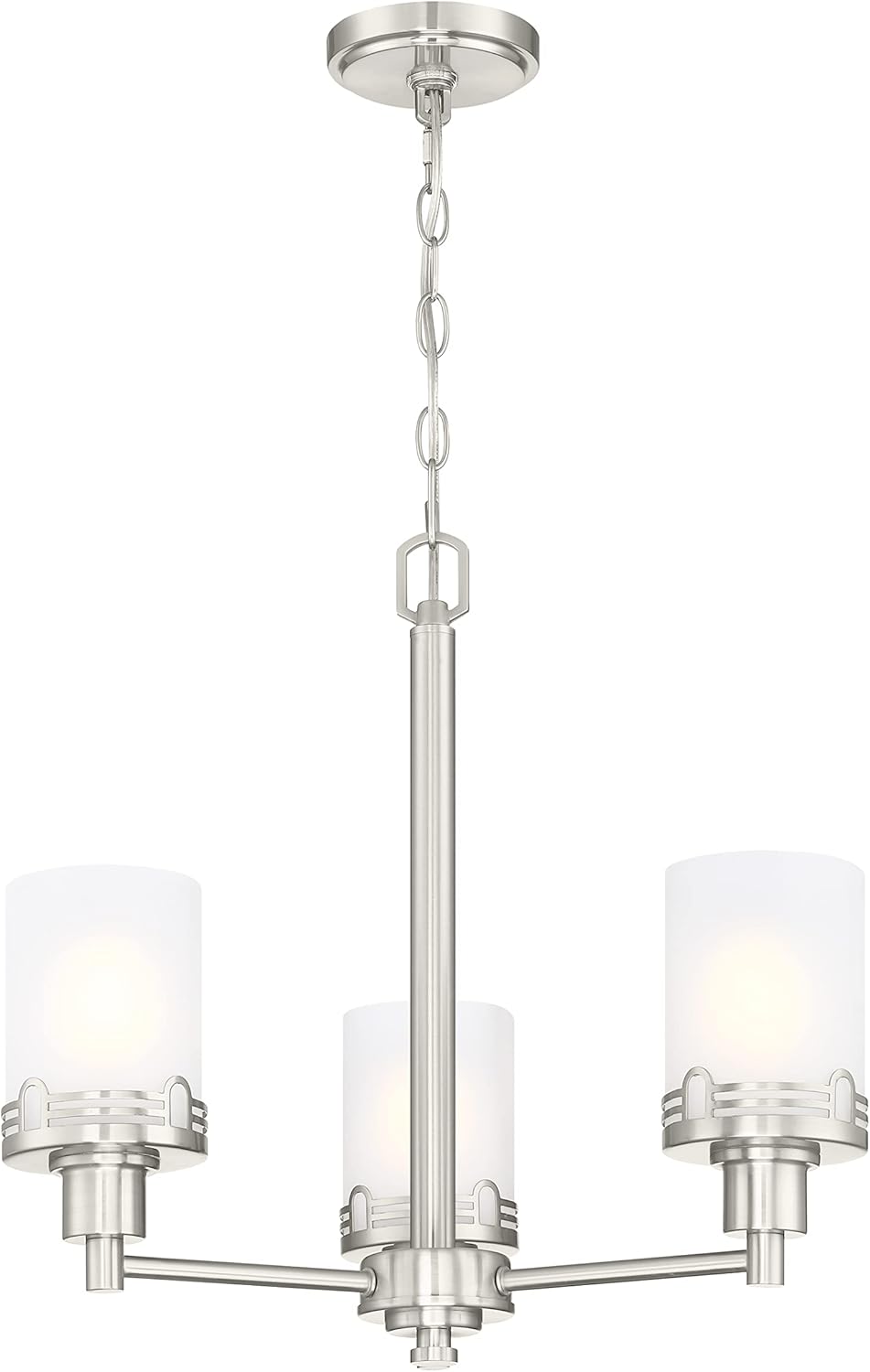 Doraimi Lighting 3 Light Fashion Kitchen Island Frosted Glass Shade+Hollow Metal Shade Chandelier Light Fixture,Brushed Nickel Finish Dining Room Living Room Corridor Bedroom