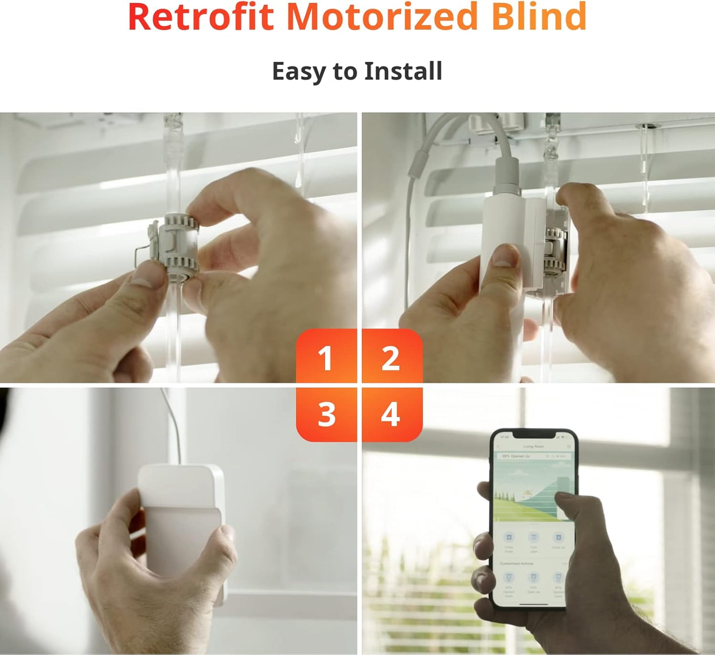 SwitchBot Blind Tilt Motorized Blinds - Smart Electric Blinds with Bluetooth Remote Control, Solar Powered, Light Sensing Control, Add Hub Mini to Make it Compatible with Alexa & Google Home