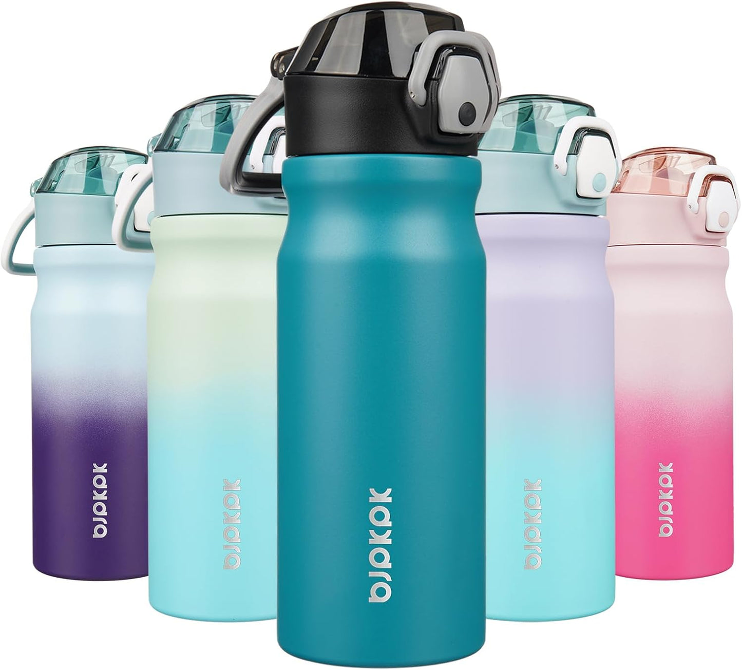 BJPKPK 18oz Insulated Water Bottle with Straw Stainless Steel Double Wall Water Bottles BPA Free Leak Proof Thermal Flask with Lockable Flip Lid and Soft Silicone Spout,Laguna