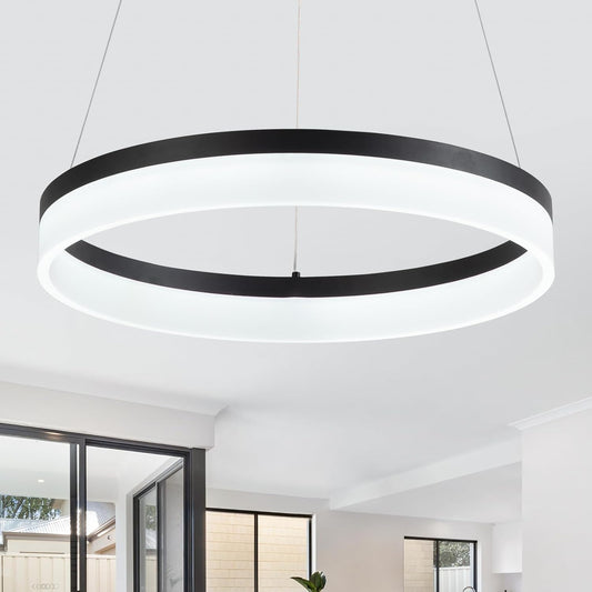 Buccleuch Modern LED Chandelier - Dimmable 19.7" Black Round Pendant Light, Height Adjustable UL-Certified Ceiling Light for Dining Room, Kitchen Island, Living Room, Bedroom, Foyer