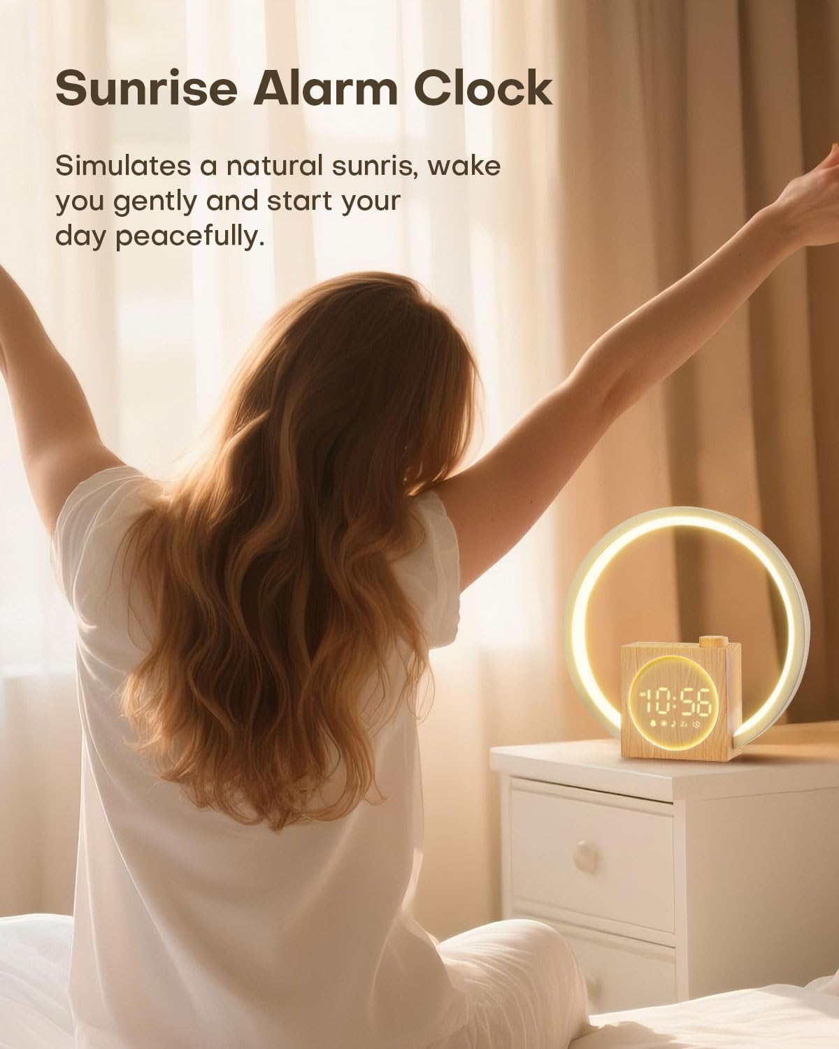 Sunrise Alarm Clock, White Noise Sound Machine, Alarm Clocks for Bedrooms with 12 Color Ambient Nightlight, White Noise Machine with 30 Soothing Sounds, Gifts for Adults, Kids, Couples, and Friends
