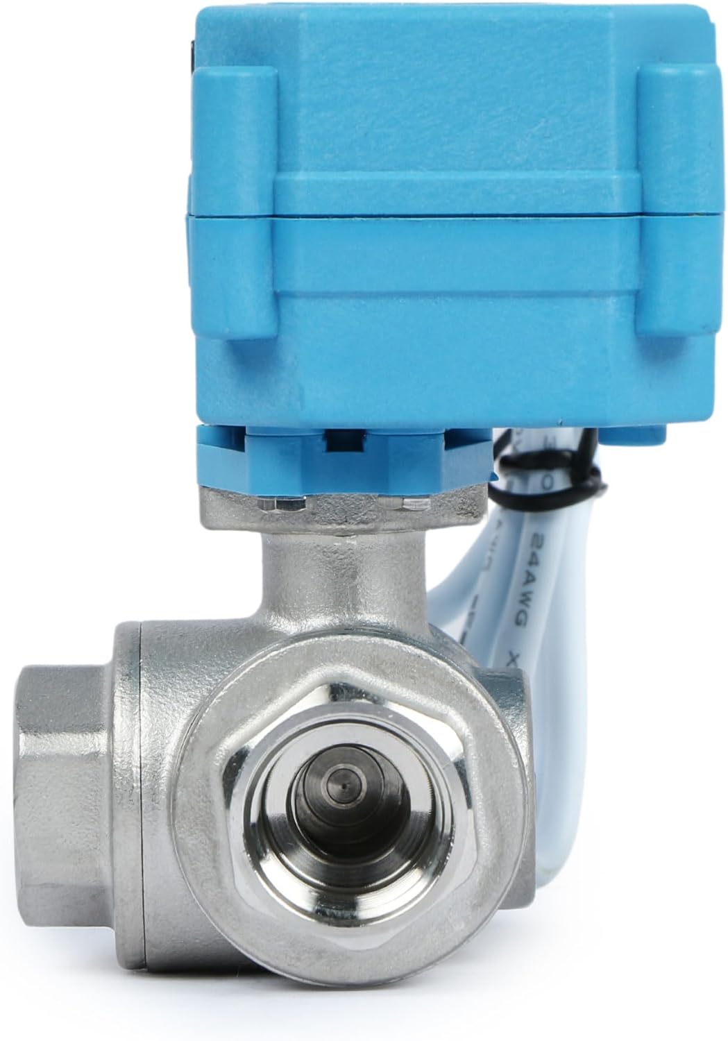 U.S. Solid 1/2" 3 Way Stainless Steel Motorized Ball Valve AC110-230V, L Type Water Shutoff Valve with Manual Function, Standard Port
