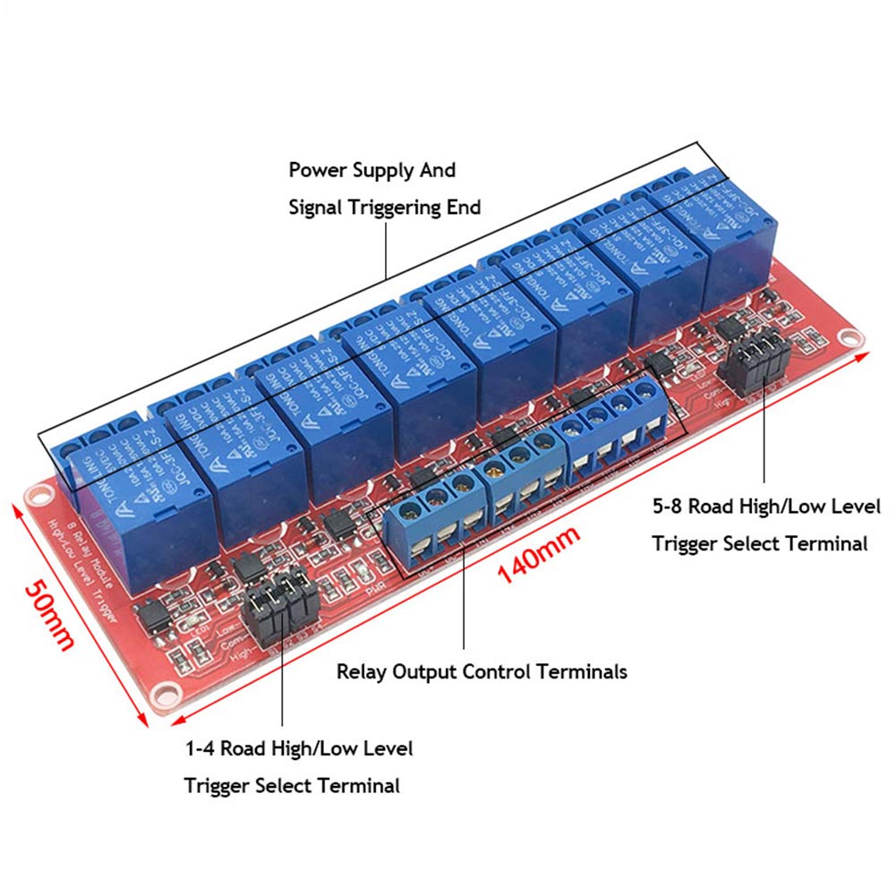 8 Channel 24V Relay Module with Optocoupler High or Low Level Trigger Expansion Board for Raspberry Pi Arduino