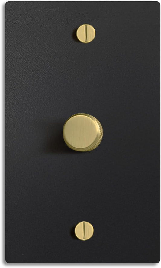 SELECT Black Brass Dimmer Light Switch, 1 Way Rotary Dimmer, 1 Gang TRIAC/Leading Edge Dimmable LED Light Switch, 15A 120V AC with Brass Knob, Faceplate & Dimming Module, UL Listed