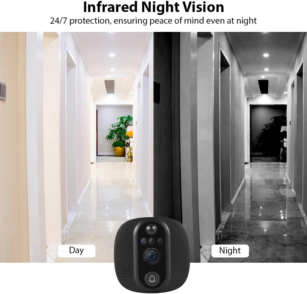 Smart Video Doorbell Camera, WiFi Door Peephole Camera with 4.3in Display Monitor, Tuya APP Wireless Digital Door Viewer, Integrated Doorbell and Night Vision, Rechargeable 3500Ah Battery