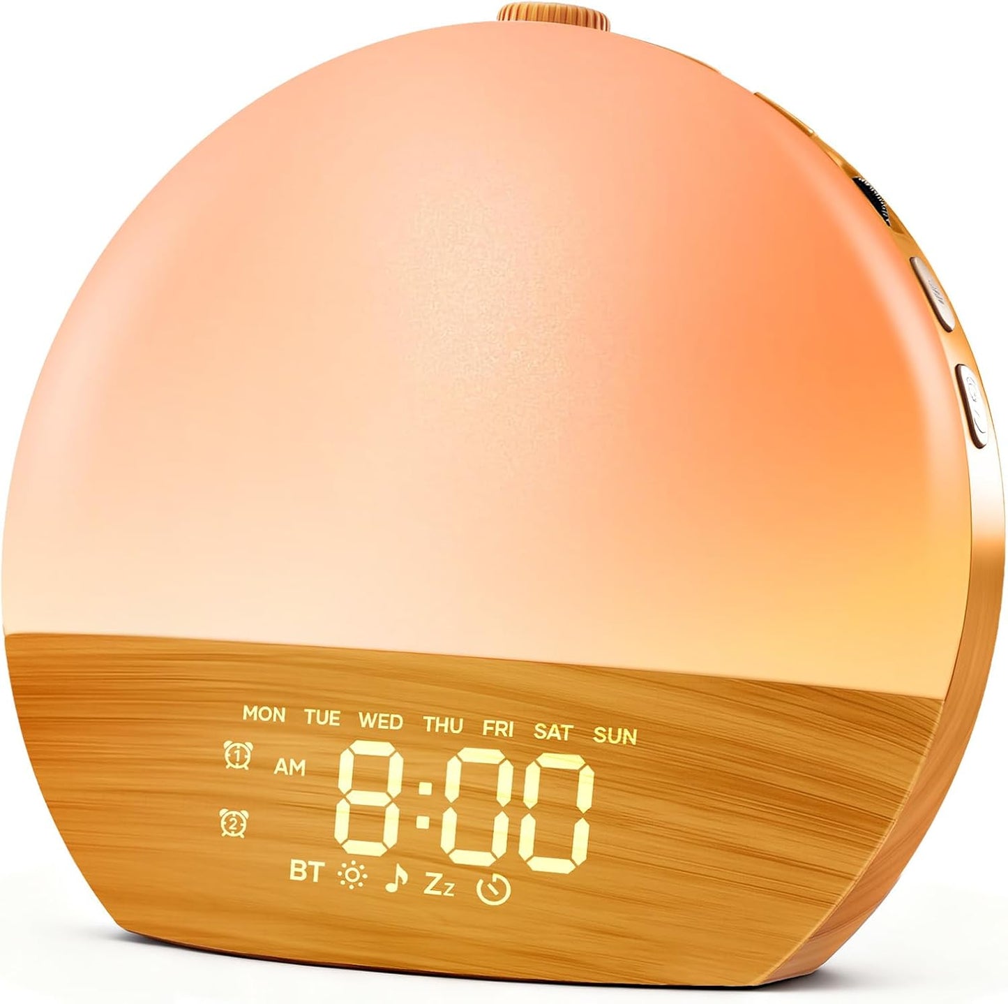 Stillstorm Sunrise Alarm Clock, Sound Machine, Wood Grain Dimmable Night Light for Heavy Sleepers, White Noise Machine for Baby, Dual Alarm Function 30 Sleep Sounds, Wake Up Light with 17 Effects