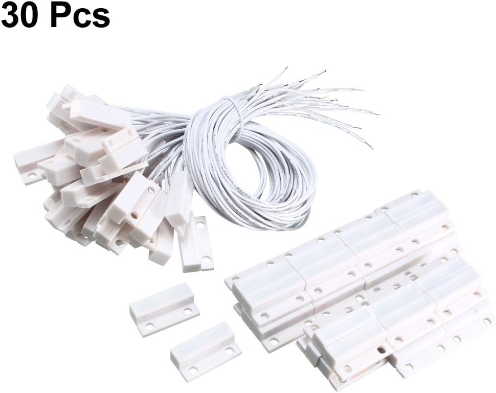 uxcell 30pcs MC-38 Surface Mount Wired NC Door Sensor Alarm Magnetic Reed Switch White