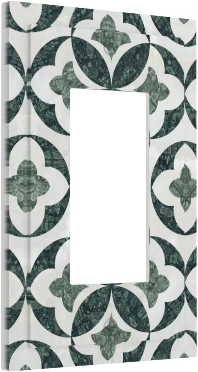 Green Luxury Modern Cubic Marble 1 Gang Single Rocker Decorative Light Switch Covers Electrical Faceplate Switch Plates for Bathroom Kitchen Home