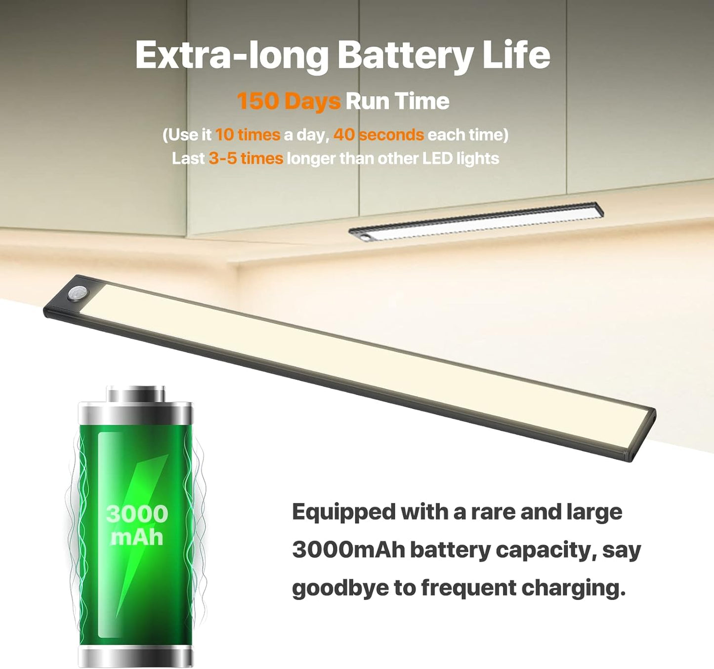69 LED Under Cabinet Lighting 4 Pack, 3-Color Dimmable Motion Sensor, 3000mAh Rechargeable, Wireless Battery Operated Lights for Closet, Kitchen, Counter - Brighten Your Space Effortlessly