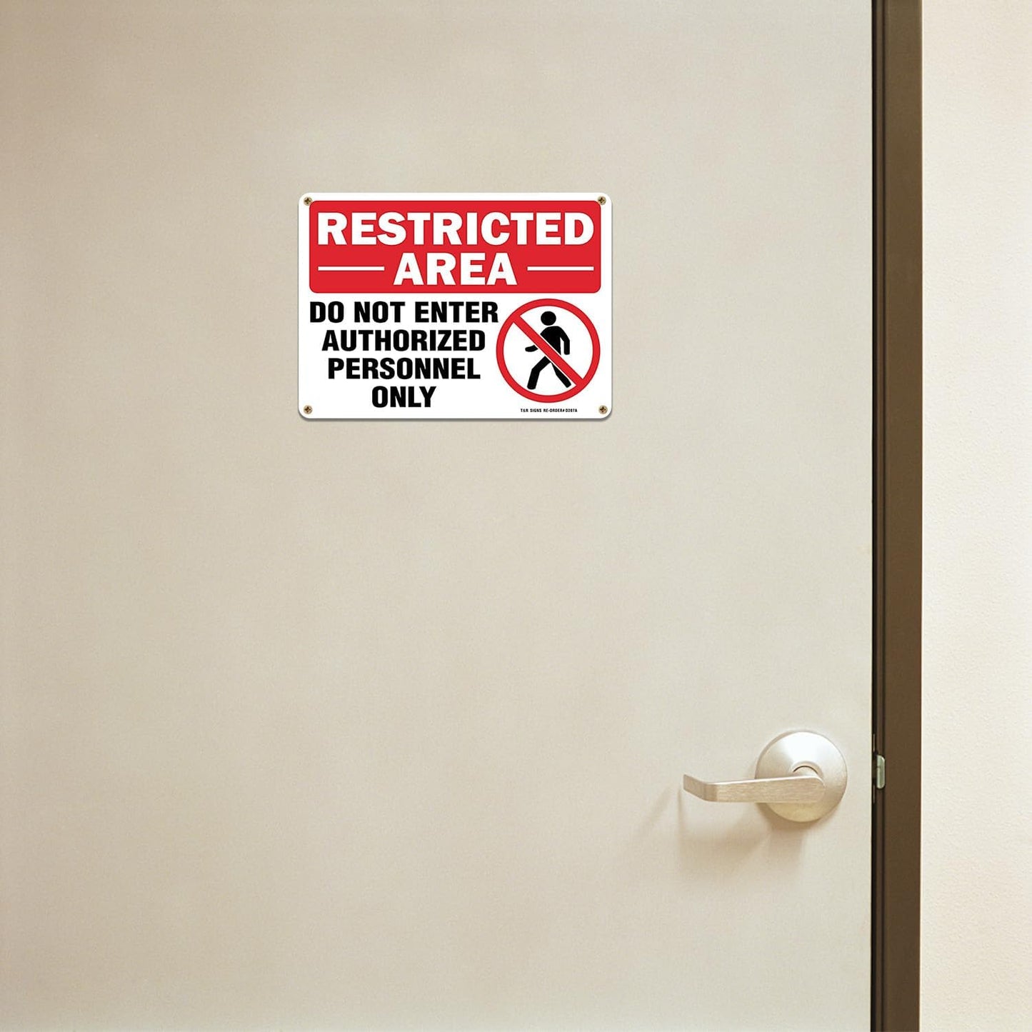 Restricted Area Do Not Enter Authorized Personnel Only Sign - 4 Pack - 10 x 7 Inches Rust Free .040 Aluminum - UV Protected, Waterproof, Weatherproof and Fade Resistant - 4 Pre-drilled Holes