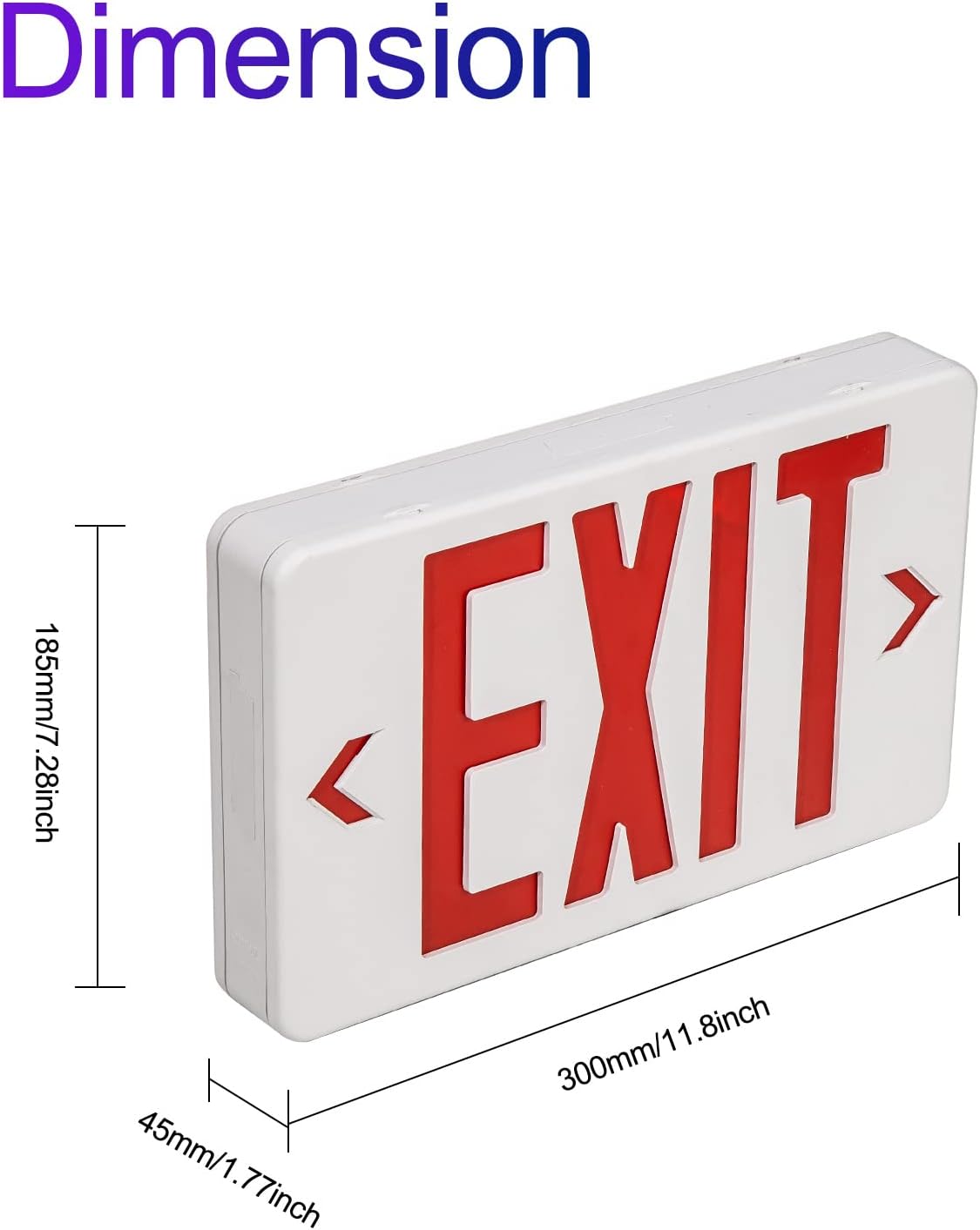 TANLUX Red Corded Exit Sign with 1.0 Meter Plug in Cord, Plug in Exit Sign with Battery Backup Lights for Business, Commerical Emergency Lighting Combo, UL Listed, AC 120/277V, Double Face