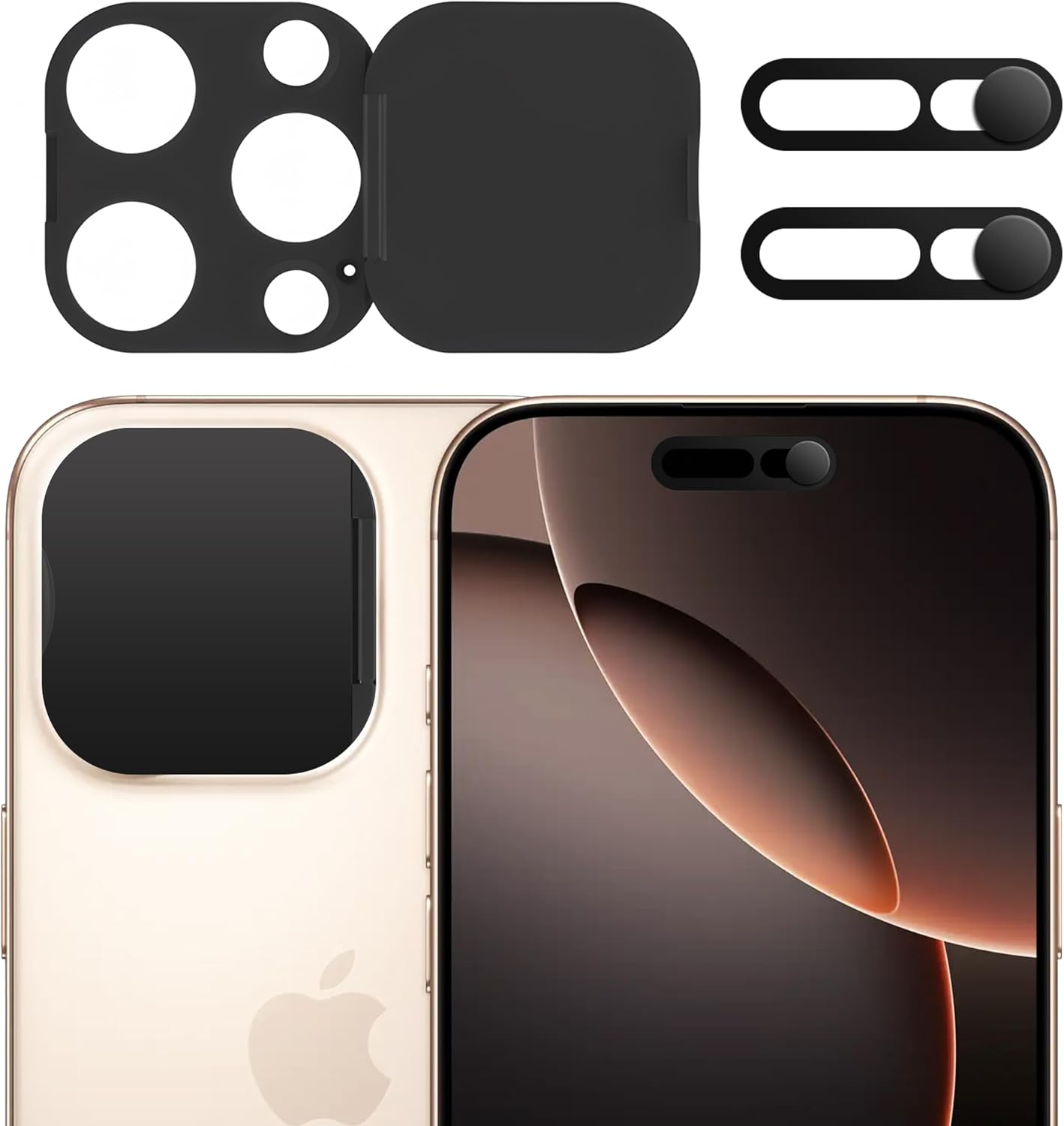 3 Pack Privacy Cover Compatible for iPhone 15 Pro/iPhone 15 Pro Max with 2 Front Camera Privacy Cover, Anti-Spy Camera Cover, Easy-Adhesive Design, Safeguard on iPhone 15 Pro/15 Pro Max. Black