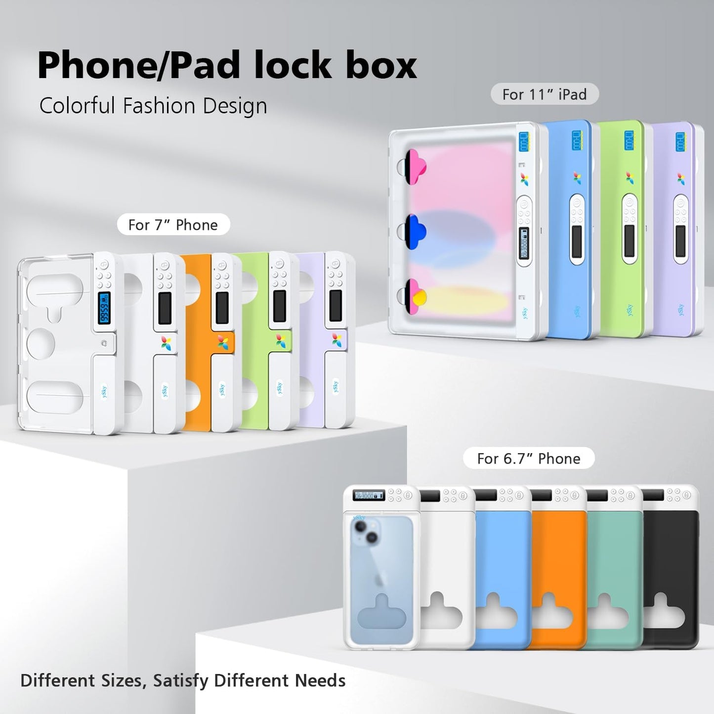 ySky Phone Lock Box with Timer,Portable Time Phone Lock Box for iPhone and Android Phones, Self-Control Timer Phone Locker to Help Kids,Students Focus Back