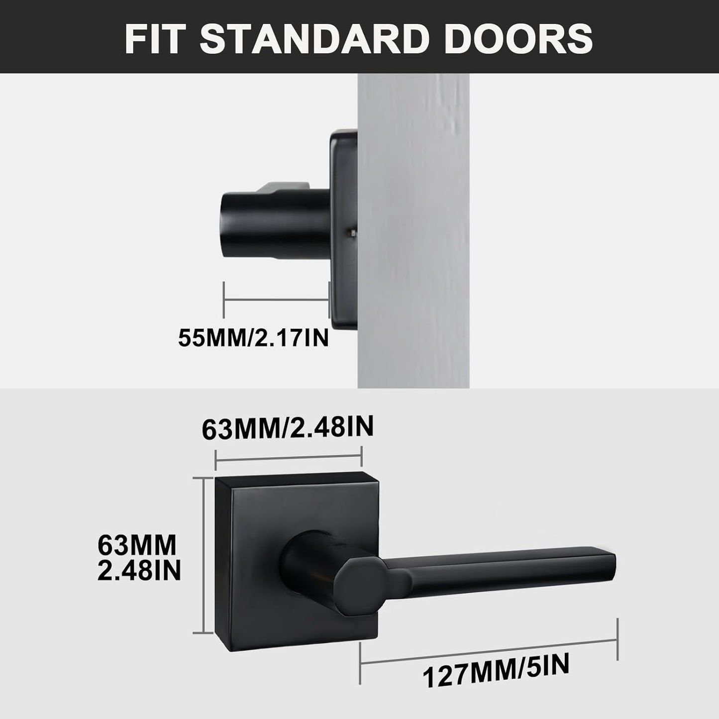 9 Pack Dummy Door Levers in Matte Black, Heavy Duty Interior Handle Lock for Closet Pantry, Non-Turning, Single Sided, Reversible for Left/Right Hand