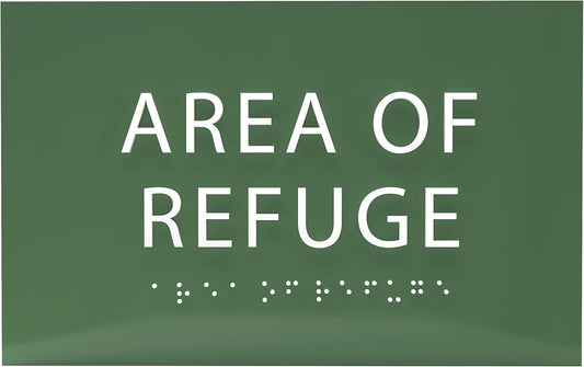 6" X4" Area of Refuge Sign - ADA Compliant Tactile Graphics Grade 2 Braille Text | Wall Mount Plastic Signs for Shopping Malls, Offices, Hotels, Schools, Apartments & Restaurants