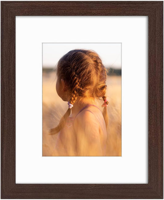 Golden State Art, 8x10 Picture Frame with Mat for 5x7 Photo - High Definition Glass Wall Mounting or Tabletop Display (Brown, 1 Pack)