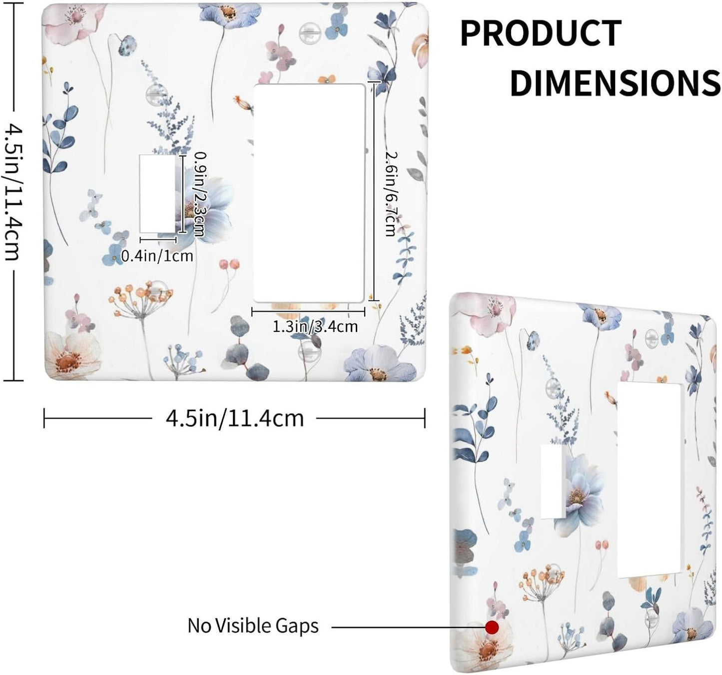 Wildflowers Plant Leaves Floral Berry Outlet Covers 1 Toggle 1 Rocker Combination Decorative Wall Plate Electrical Switch Plates Light Switch Cover Plate for Bed Room Living Room Decor