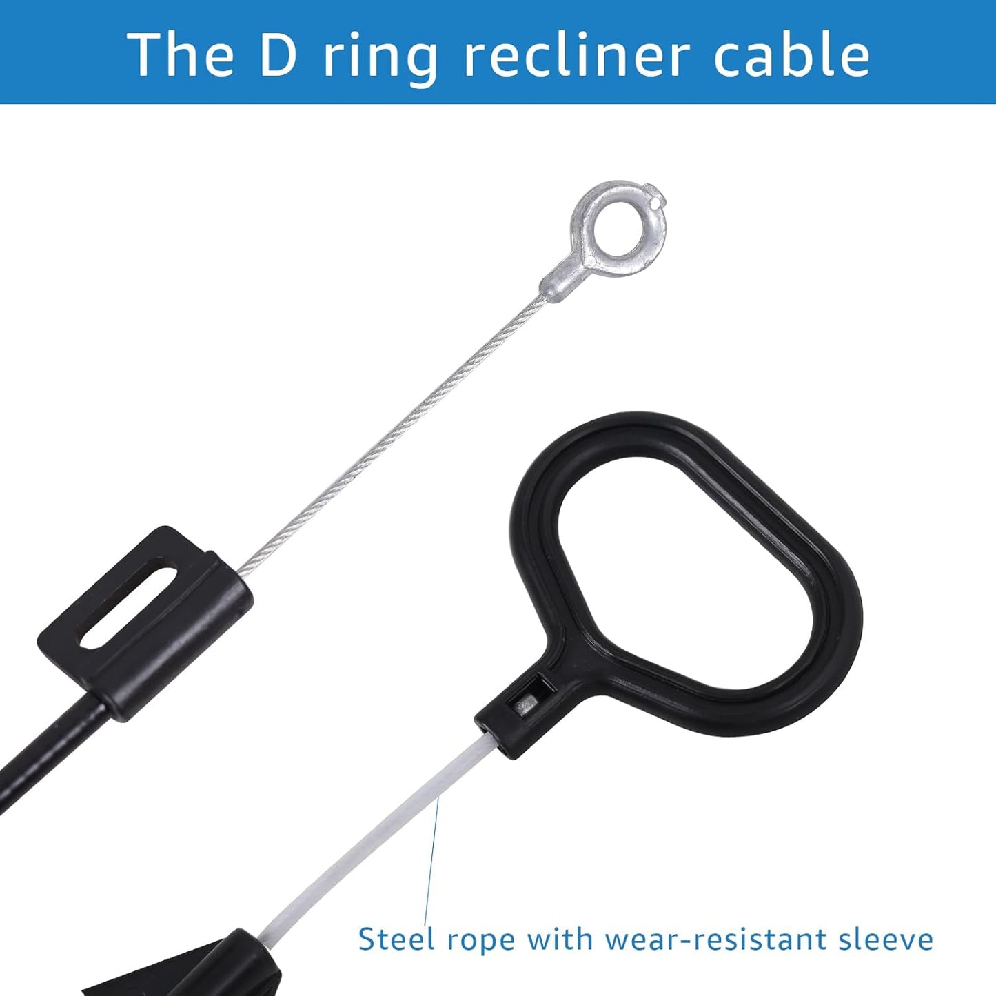 Recliner D Ring Handle Replacement for Recliner Adjustment and Maintenance Lazy Boy, Lazy boy Handle Cable, Release Cable Couch, with 3-inch Exposed Steel Wire O-end 2 Pack