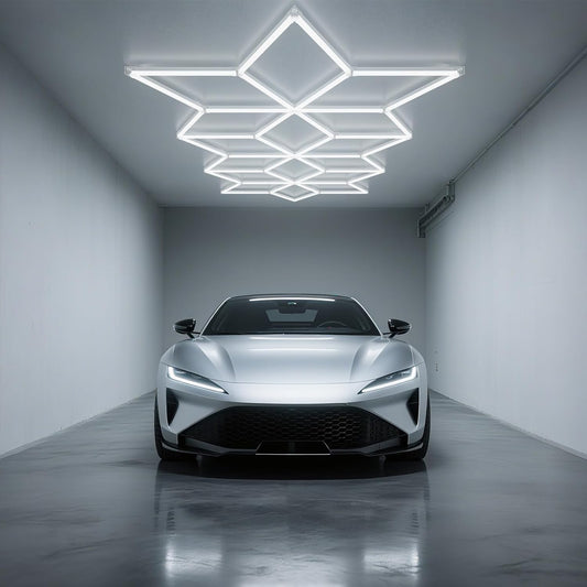 Rhombus LED Garage Light - Hexagonal Snow Lights, 710W 78100LM Super Bright Garage Ceiling Lights, Larger Size Honeycomb Light for Warehouse, Workshop, Gym, Car Basement