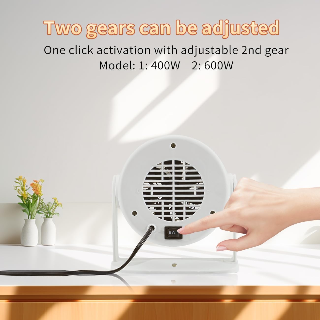 Mini Space Heater, 120° Adjustable Tilt, Fast Heating 400W/600W Energy Efficient for Indoor Use,Overheating Protection,Fast Heating,Small Desk Heater for Bathroom Home Office Bedroom
