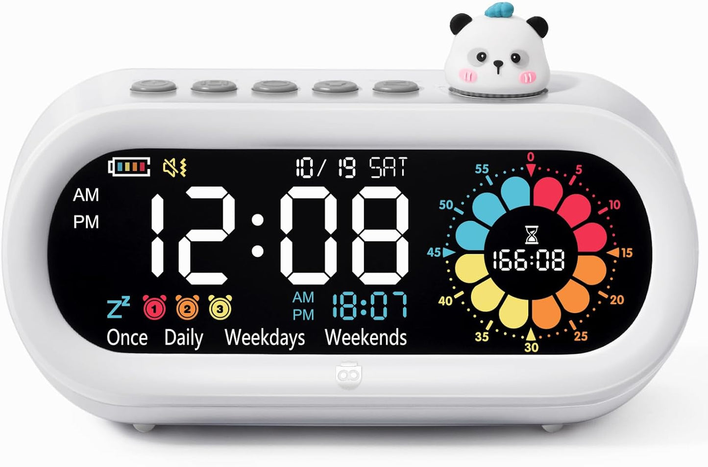 Mooking Digital Visual Timer for Kids, Large LED Digital Alarm Clock for Bedrooms, Rechargeable 199-Minute Silent Countdown Timers, Focus & Smoother Routines, Fitness Baking Studying Teaching