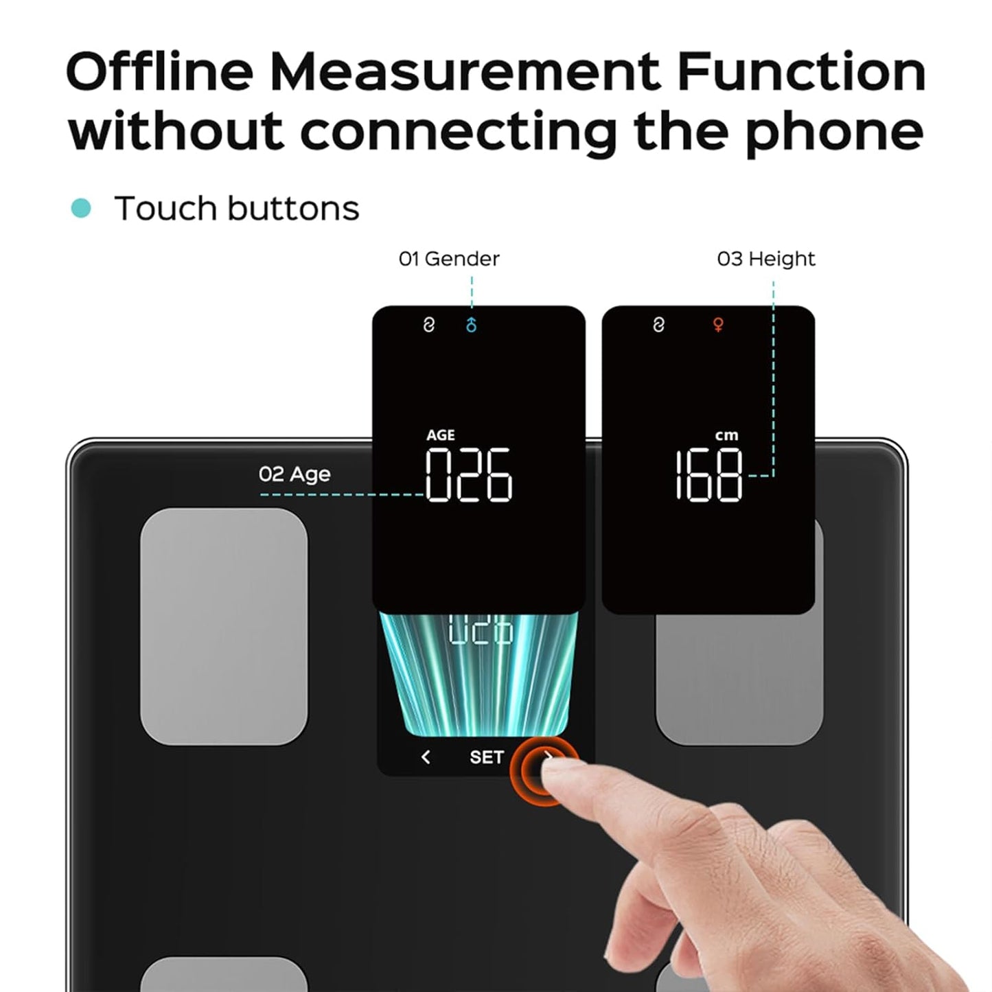 Smart Scale for Body Weight, Digital Bathroom Scale for Weight Fat BMI Muscle Mass Body Composition Analyzer, Larger Platform, Bluetooth Highly Accurate Weighing Machine 400lb (Black 2408)