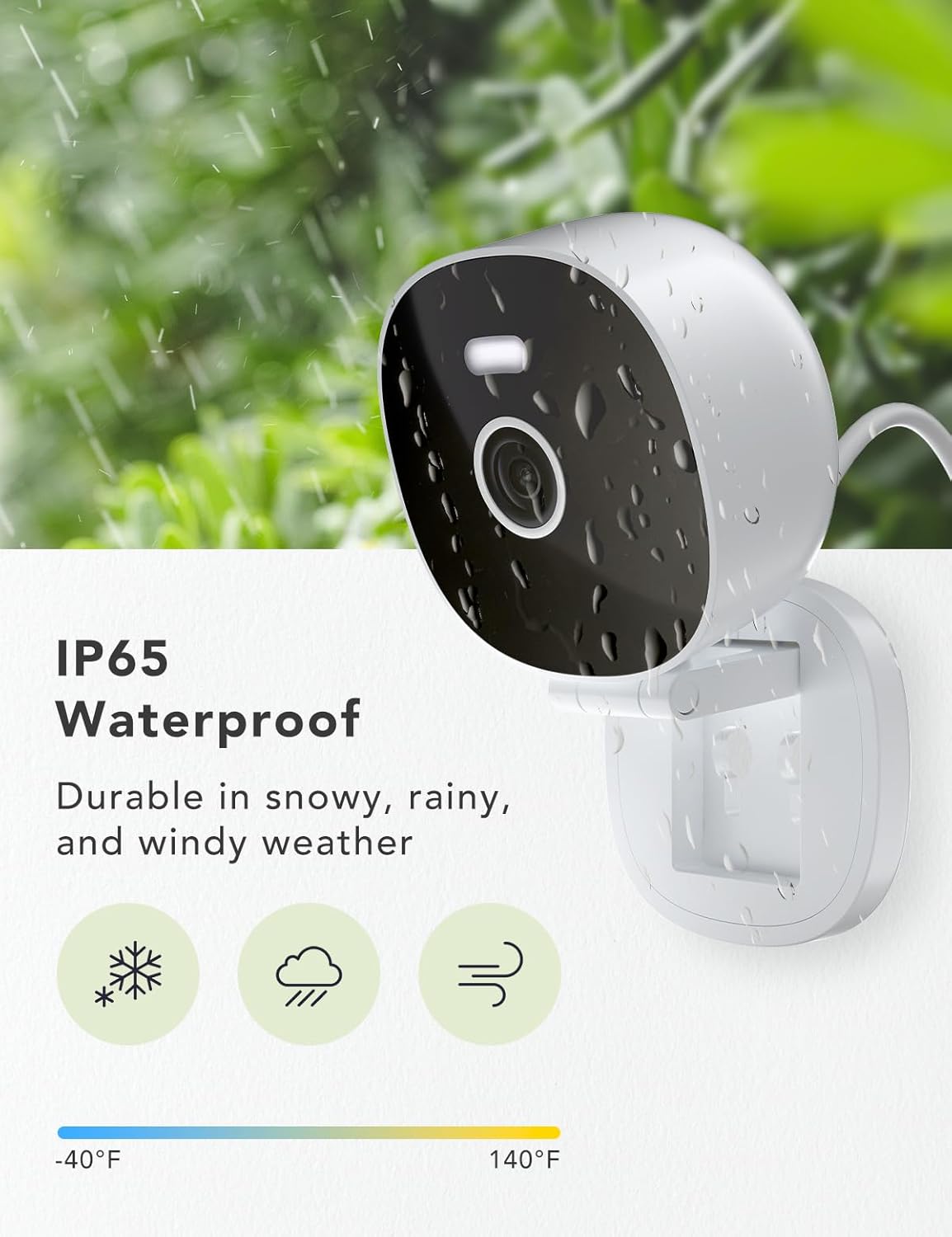 2K Security Camera, Outdoor/Indoor for Home, Pet, Baby, Nanny, IP65 Wterproof Color Night Vision, White Light & Siren, Recording, Motion Detection, Compatible with Alexa,White-2P