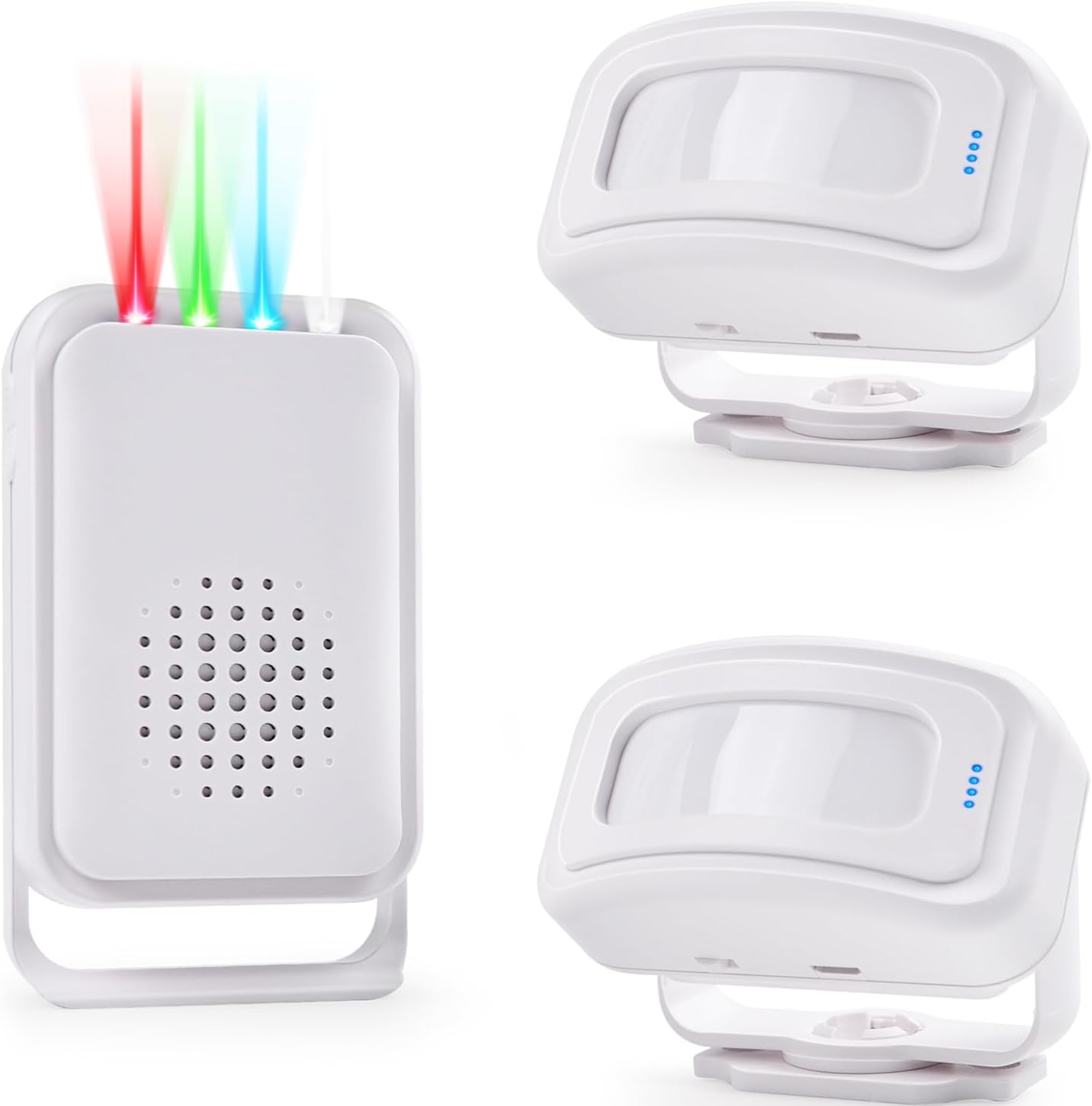 Motion Sensor Alarm Motion Detector Alarm Doorbell Indoor Alarms Business Door Entry Chime Multifunctional Door Alarms with LED Indicator & Vibration Wireless Detector (2 Sensor + 1 Receiver)