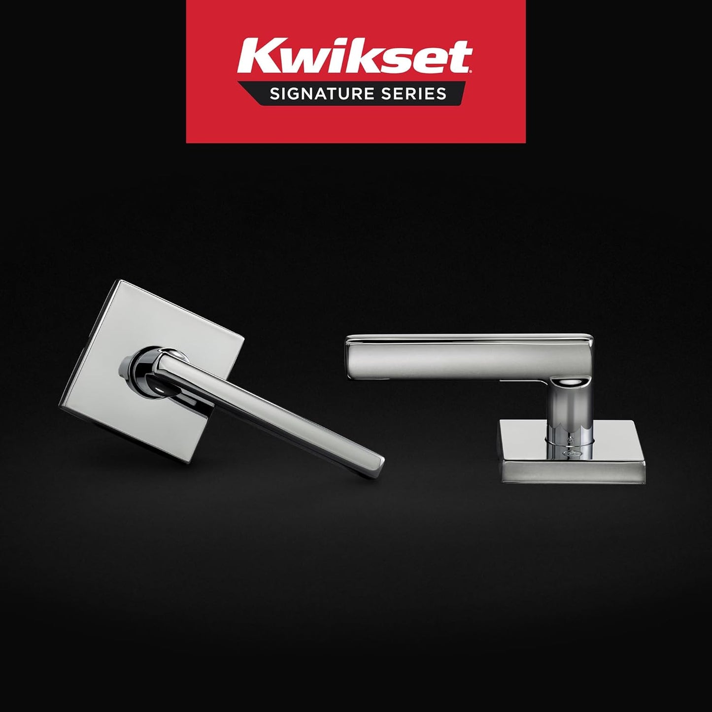 Kwikset Halifax Interior Passage Door Handle, Lever For Closet and Hallway Doors, Reversible Non-Locking Handle Lever, Polished Chrome, Square Rose
