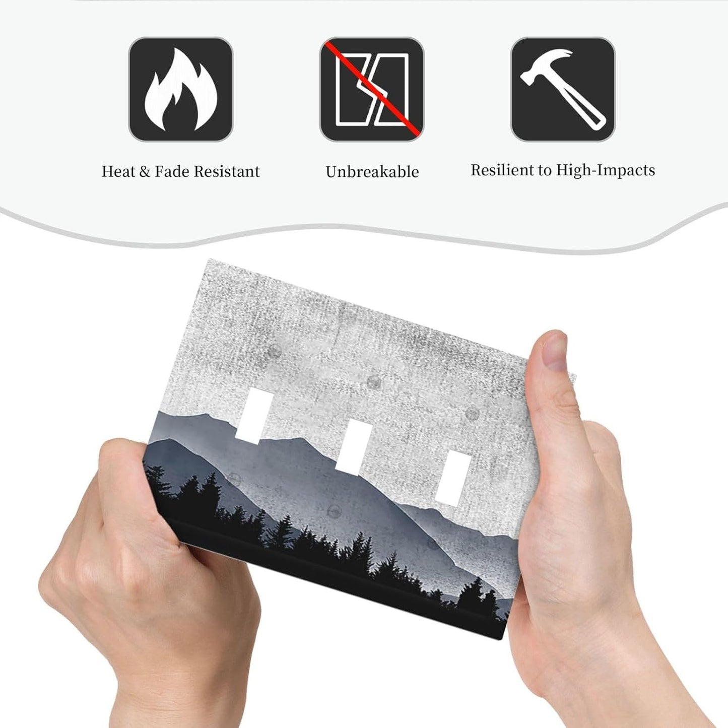 Decorative Switch Plates Natural Landscape Mountains Pine Trees 3 Gang Wall Plate Triple Toggle Light Switch Cover Faceplate Electrical Wall Panels for Bedroom living Room Decor